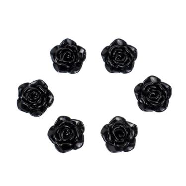 Imagem de Kit C/6 Miçangas em Resina Flor Rosa Negra 2 cm