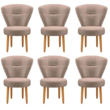 Imagem de Jogo 6 Cadeiras Moderna Decor para Mesa de Jantar Estofada Pés de Made