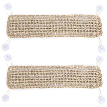 Imagem de 2 redes de répteis, tapetes de descanso de tecido natural com ganchos de metal para dragões barbudos, lagartixas e lagartos, perfeitos para habitats de terrário