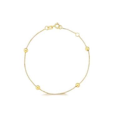 Imagem de Pulseira Infantil de Ouro 18k Bolinhas - Safira, Único