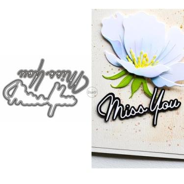 Imagem de DzIxY English Words Miss You, moldes de corte de metal para fazer cartões, conjunto de recortes de papel, estêncil, suprimentos, modelos de máquina