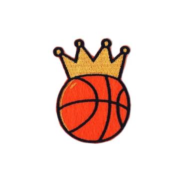 Imagem de 3 peças de adesivos bordados com coroa de basquete, aplique brilhante e vibrante para passar a ferro ou costurar, ideal para decorar roupas, chapéus, acessórios de jeans