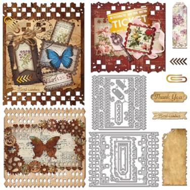 Imagem de GLOBLELAND Moldes de corte de fundo danificados, marcadores de página de metal, corte em camadas, modelos de gravação em relevo para scrapbooking, artesanato, fabricação de cartões de papel