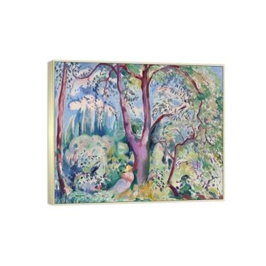 Imagem de BMZFYBS Famosa imagem de paisagem de arte de parede - impressões em tela - paisagem 5-pintura de moldura prata para sala de estar banheiro decoração de casa 70 x 85 cm 27 x 33 pol