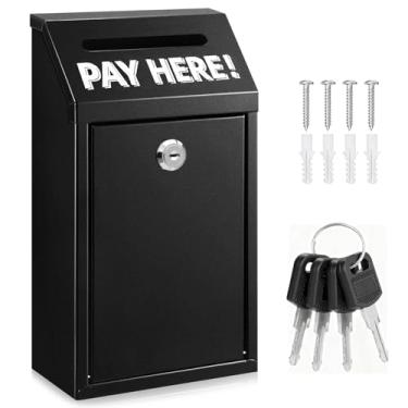 Imagem de Caixa de dinheiro SAFECash com ranhura – Caixa de doação de metal de 26 cm com parede de bloqueio para depósito em dinheiro, entrega de dinheiro - Caixa com trava e compartimento para casa/escritório