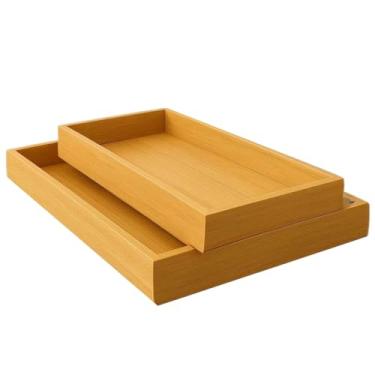 Imagem de Bandeja De Bambu Para Cozinha Conjunto Retangular(Kit 02 Peças Média + Grande)