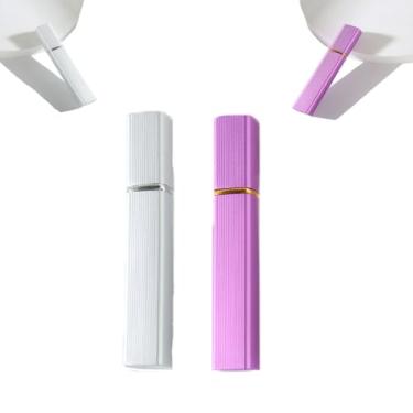 Imagem de Pacote com 2 frascos atomizador de perfume recarregável de 12 ml, spray portátil de viagem, mini spray de perfume à prova de vazamento, atomizador de fragrância de viagem de névoa fina, Prata + azul