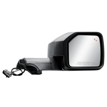 Imagem de Espelho retrovisor de porta do lado direito do passageiro elétrico e aquecido com luz de seta de vidro BLIS luz de poça e luz traseira texturizada dobrável manual para Ford Bronco 2022-2025