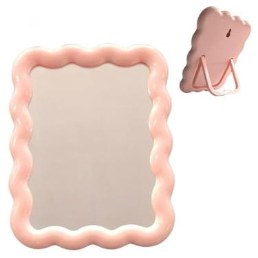 Imagem de Espelho Decorativo De Mesa Parede Multiuso Fofo 5 polegada Espelho De Maquiagem Em Dia Dia(Modelo1 Rosa)