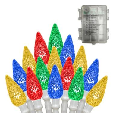 Imagem de Anycosy Luzes de Natal C3, 100 LEDs Strawberry Operado por Pilha Luzes 8 Modos e Temporizador para Árvore de Natal, Jardim, Pátio, Interior, Exterior, Decorações de Natal (C3