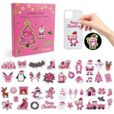 Imagem de Kit de adesivos de arte de diamante de Natal para crianças e adultos – 8 folhas de PVC transparente DIY adesivos de pintura de diamante com ferramentas – conjunto de artesanato de férias, pedras