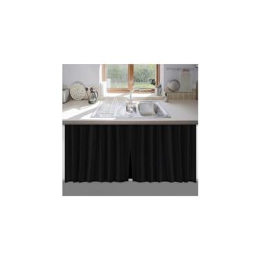 Imagem de Cortina de Pia em PVC, Preta, 138 x 80 cm, para Organização e Decoração da Cozinha