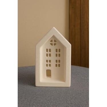 Imagem de Castiçal de luz de chá de cerâmica, branco, design minimalista moderno, recortes decorativos de janela para casa