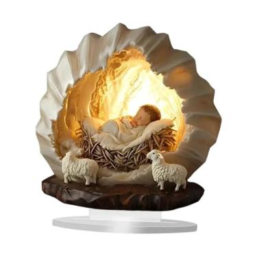 Imagem de Bothyi Decoração de Natal 2D com Suporte, Arte Criativa, Placa de Acrílico para Mesa, Centro de Mesa para Lareira, Estante ou Escritório, 23cm