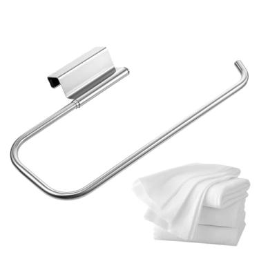 Imagem de Heclia Suporte de toalha de papel para porta de armário sem perfuração, suporte para toalha de papel, embaixo da pia, armazenamento de toalhas giratórias, organizador de rolo giratório de aço