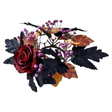 Imagem de Guirlandas de vela de Halloween | de guirlanda de vela de flor falsa | Mesa central elegante realista de 7,6 cm para mesa de centro de mesa central para cozinha, lareira, porta da frente, mesa de