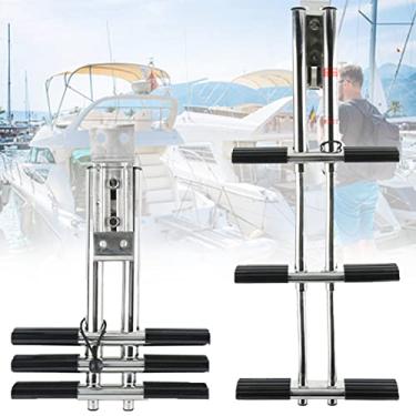 Imagem de JYXYXSCP Escada de barco de aço inoxidável, escada telescópica dobrável de 3 seções, escada suspensa marítima para iate, piscina