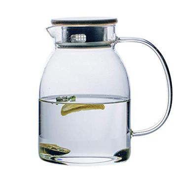 Imagem de Jarros de filtro, jarros de água fria, jarro de grande capacidade, jarro de vidro resistente ao calor, jarro espesso, para uso doméstico, jarro de suco, com tampa, 1500 ml (cor: tamanho transparente