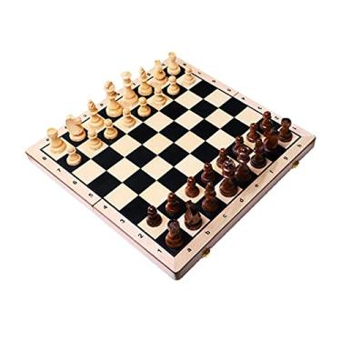 Imagem de Conjunto de xadrez com compartimentos para armazenamento, jogo de tabuleiro de xadrez dobrável para adultos, conjunto de xadrez portátil