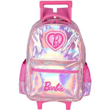 Imagem de Mochila Barbie Rodas Escolar Meninas Holográfica - Rosa
