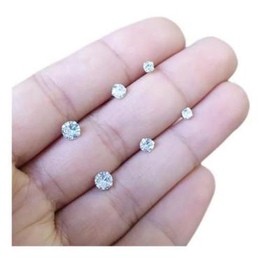 Imagem de Trio Brinco Pedra Zirconia Ponto De Luz 3 4 5 Mm Prata 925 - De Castro