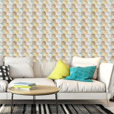 Imagem de Papel De Parede Cubos Coloridos 3D Autocolante Sala Quarto - LRP