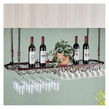 Imagem de Prateleira de vinho suspensa para casa com suporte de decoração de balcão de bar europeu vermelho claro de cabeça para baixo (Cor: Branco Tamanho: 80 * 35 cm)