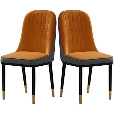 Imagem de Conjunto de cadeiras de jantar – Cadeiras de canto para cozinha, sala de jantar, conjunto de 2 cadeiras modernas de couro PU à prova d'água, encosto alto, cadeiras laterais para sala de estar com meta