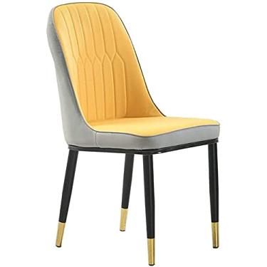 Imagem de Cadeira de jantar cadeira de cozinha cadeira de couro PU à prova d'água com pernas de metal para escritório, sala de jantar, cozinha, quarto (cor: amarelo)