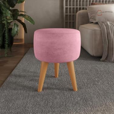 Imagem de Puff Redondo Banqueta Estofada Decorativa Pé Palito (Rosa)
