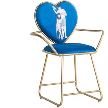 Imagem de Cadeira de jantar moderna para sala de maquiagem, cadeira em forma de coração de ferro, cadeira de descanso de braço para quarto, cadeira de jantar em casa, cor criativa, cadeira de maquiagem, cadeira