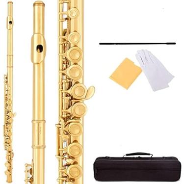 Imagem de Flauta Student 16 Furos Plus Chave E Flauta Banhada a Ouro Cobre Branco Com Flautas Caixa