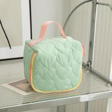 Imagem de Bolsa de maquiagem de grande capacidade em forma de coração – Organizador de higiene pessoal portátil para viagem/garrafas/pincéis, Verde