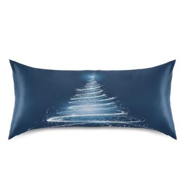 Imagem de Blueangle Fronha de cetim de árvore de Natal branca brilhante para cabelo e pele, fronha de seda, tamanho king (50,8 x 101,6 cm) - Capas de almofada de cetim refrescantes com fecho de envelope (212)