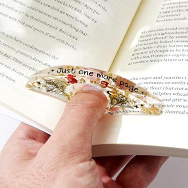 Imagem de Marcador de livro de resina de flor de aniversário personalizado, marcador de livro para presentes de aniversário de Natal, acessórios de leitura de anel de polegar feitos à mão com flor personalizada