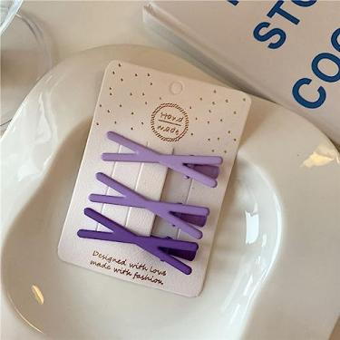 Imagem de Touca estilosa 3 peças/conjunto de grampos de cabelo femininos clipes laterais de cabelo cor doce cruz coreana presilhas de metal para crianças (roxo)