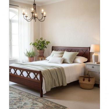 Imagem de Cama De Casal 1,40 X 1,90 - Madeira Maciça - Móveis De Gramado - Castanho