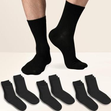 Imagem de Kit 9 Pares Meia Cano Medio Masculina Fitness Academia Preta Tamanho:3