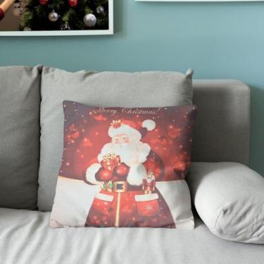 Imagem de Capas De Almofada Para Sala Quarto Suede Estampa Papai Noel Natal Nata