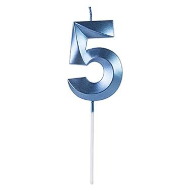 Imagem de VELA DESIGN AZUL PEROLIZADA NUMERO 5