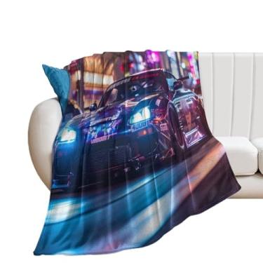 Imagem de HouLaiZhe Cobertor super macio de flanela R35 JDM modificação de carro esportes leves cobertores refrescantes para sofá-cama cadeira sofá carro viagem ao ar livre leve quente 76 cm x 101 cm