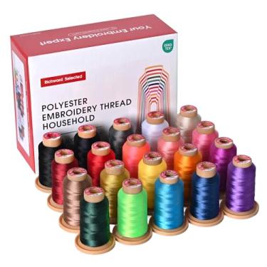 Imagem de Richword Selected 800 m 20 cores para bordar, 40 WT (108D/2) conjunto de fios para máquina de bordado e máquinas de costura