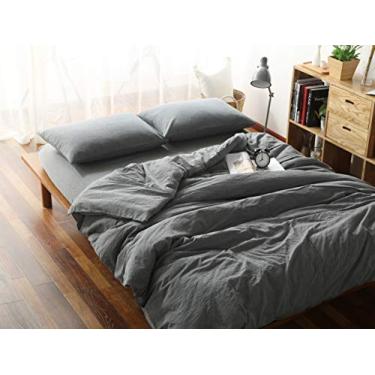 Imagem de F.Y.Dreams Capa de edredom 100% algodão lavado para cobertor pesado 152 x 203 cm com 8 gravatas, zíper na lateral longa/cinza/apenas capa de edredom