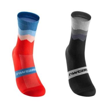 Imagem de Meias De Ciclismo Unissex Respiráveis De Compressão 2 Pares Profission