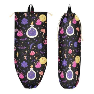 Imagem de xigua Suporte de parede para saco plástico morcegos com cordão 1 pacote, organizador de sacolas de supermercado reutilizável para bolsas, meias, roupas íntimas e gravatas