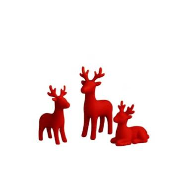Imagem de Trio de Renas Natalinas Enfeite de Mesa Decorativo para Natal(VERMELHO)
