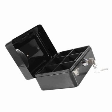 Imagem de Hyuduo Design de Fechadura Com Chave de Mini Caixa de Segurança Com 6 Compartimentos, Cofre de Ferro Portátil para Armazenamento de Joias Em Dinheiro, Organizador de Escritório Doméstico para (S