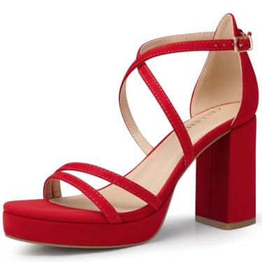 Imagem de CELLENZ Salto plataforma feminino com tiras: sandálias de salto grosso de 8,3 cm, salto alto sexy confortável, para festa de formatura, casamento, preto, branco, prata, nude, sapatos elegantes