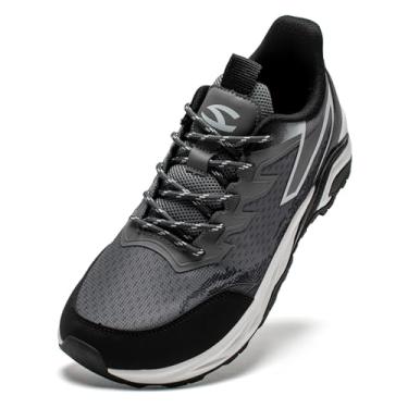 Imagem de HOBIBEAR Tênis masculino de trilha para trilhas, ajuste amplo, leve, cano baixo, respirável para caminhadas, caminhadas e aventuras ao ar livre, Cinza, 8.5 Wide