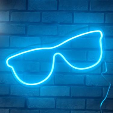 Imagem de Painel Neon Led Iluminação Decoração Óculos Loja 55cm (Azul Claro)